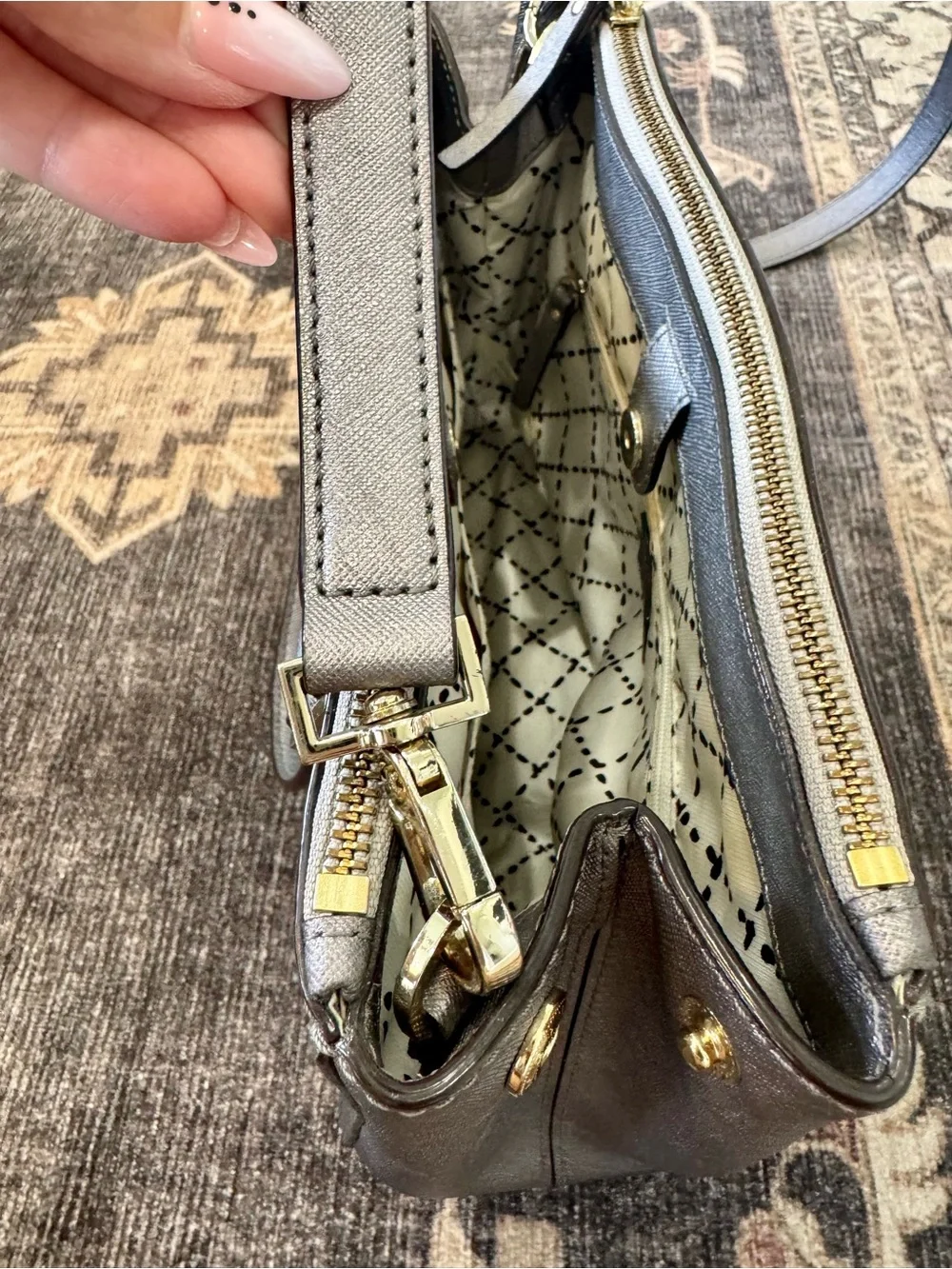 Kate Spade Bag — Newbury Lane Small Loden Satchel in Metallic Anthracite